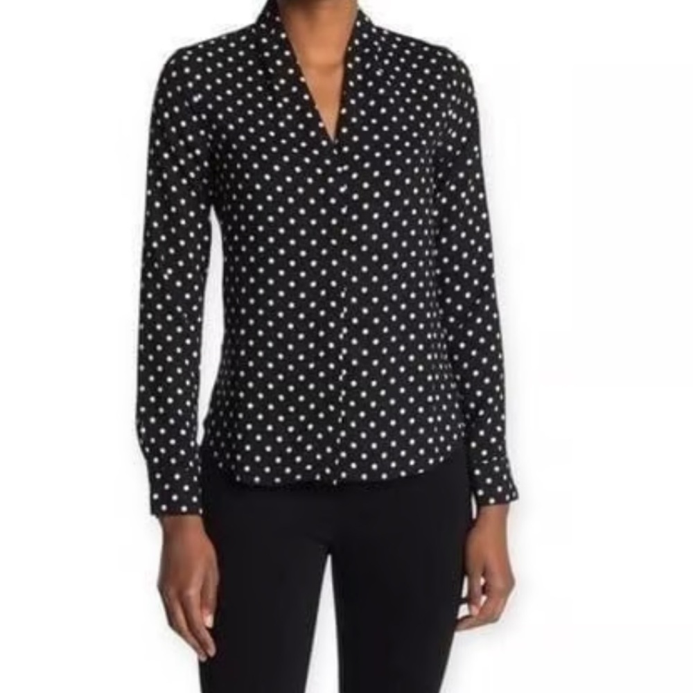 Halogen Black and White Polka Dot Blouse